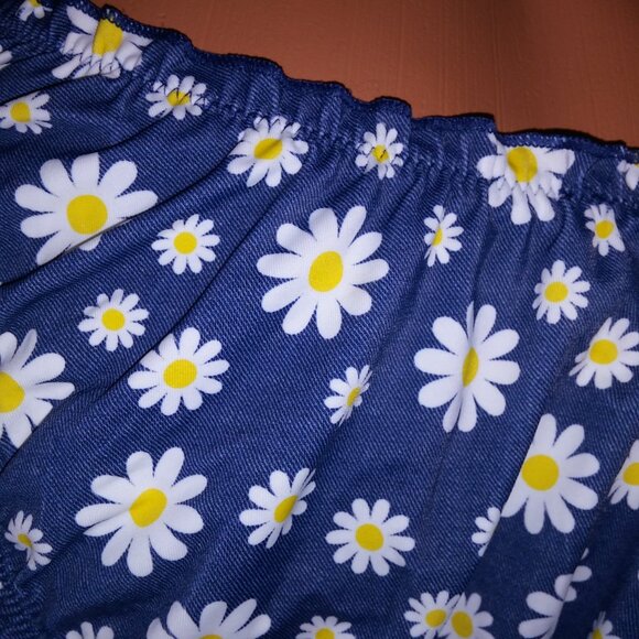 Victoria Secret PINK Swim Bikini Bottom Blue White Ruffle Cheeky Daisy Floral - Picture 6 of 6